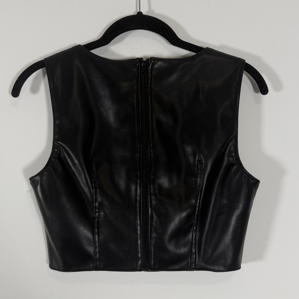 NWT 7 For All Mankind Faux Leather Crop Top - Picture 7 of 11